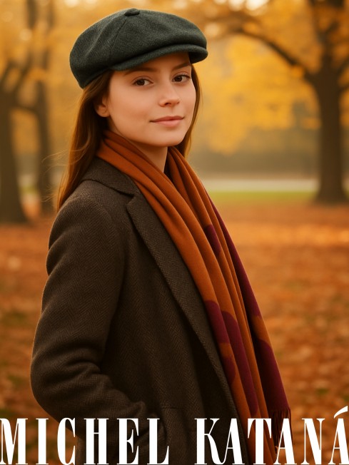 Кепка с козырьком, 8ми-клинка Мужская-Унисекс TWEED EDINBURG MOSS из твида (Плотная Костюмно-Блейзерная ШЕРСТЬ) TWEED.8-EDINBURG/MOSS